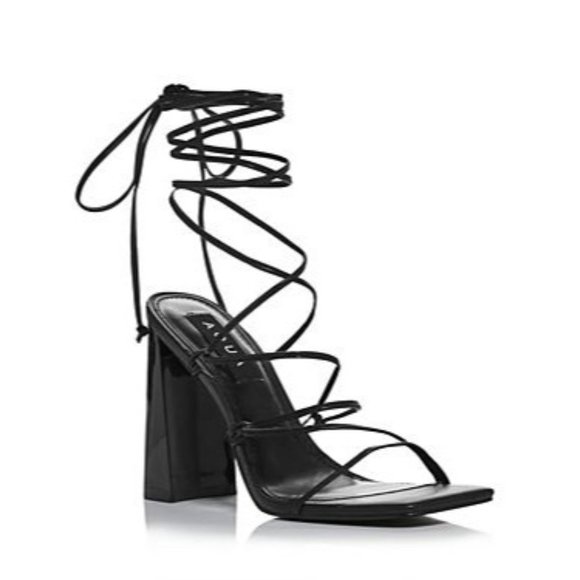 AQUA Women's Leah Ankle Tie High Heel Sandals in Black - Size 8 - Picture 1 of 7